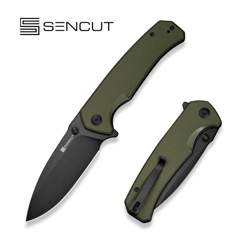 SENCUT Skarnax Flipper & Thumb Stud Knife G10 Handle (3.79" 9Cr18MoV Blade) S24025-2