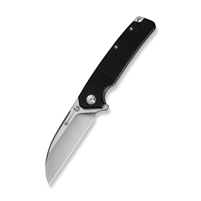 SENCUT Awassi Flipper & Thumb Stud Knife Black G10 Handle (3.46" Satin Finished 9Cr18MoV Blade) S24065 - 1 - SENCUT