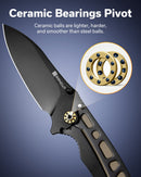 SENCUT Borzam Flipper & Thumb Stud Knife G10 Handle (3.46" 9Cr18MoV Blade) S23077 - 2