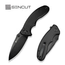 SENCUT Cybrix Thumb Stud & Flipper Knife Black Aluminum Handle (3.46" Black 9Cr18MoV Blade) S23098A - 1 - SENCUT