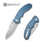 SENCUT Cybrix Thumb Stud & Flipper Knife Blue Aluminum Handle (3.46" Satin Finished 9Cr18MoV Blade) S23098A - 4 - SENCUT