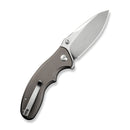 SENCUT Cybrix Thumb Stud & Flipper Knife Gray Aluminum Handle (3.46" Satin Finished 9Cr18MoV Blade) S23098A - 2 - SENCUT