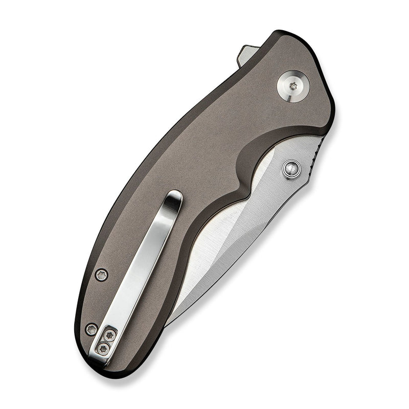 SENCUT Cybrix Thumb Stud & Flipper Knife Gray Aluminum Handle (3.46" Satin Finished 9Cr18MoV Blade) S23098A - 2 - SENCUT