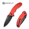 SENCUT Cybrix Thumb Stud & Flipper Knife Red Aluminum Handle (3.46" Black 9Cr18MoV Blade) S23098A - 3 - SENCUT