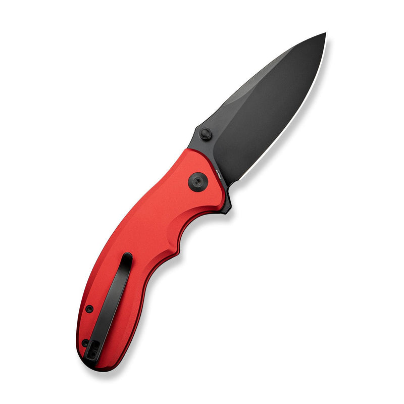 SENCUT Cybrix Thumb Stud & Flipper Knife Red Aluminum Handle (3.46" Black 9Cr18MoV Blade) S23098A - 3 - SENCUT