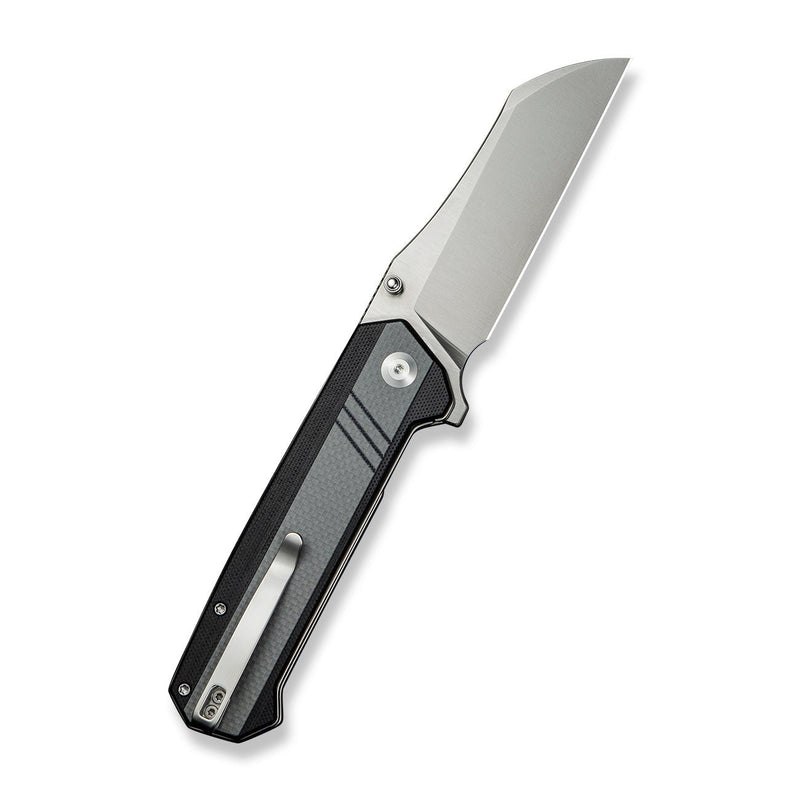 SENCUT Draxor Flipper & Thumb Stud Knife Gray / Black G10 Handle (3.7" Satin Finished 9Cr18MoV Blade) S24035 - 3 - SENCUT