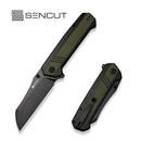 SENCUT Draxor Flipper & Thumb Stud Knife Green / Black G10 Handle (3.7" Black 9Cr18MoV Blade) S24035 - 2 - SENCUT