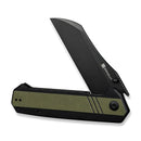 SENCUT Draxor Flipper & Thumb Stud Knife Green / Black G10 Handle (3.7" Black 9Cr18MoV Blade) S24035 - 2 - SENCUT