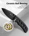 SENCUT Excalis Flipper & Thumb Stud Knife Black G10 Handle (2.97" Black 9Cr18MoV Blade) S23068 - 1