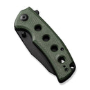 SENCUT Excalis Flipper & Thumb Stud Knife Green Canvas Micarta Handle (2.97" Black 9Cr18MoV Blade) S23068-3