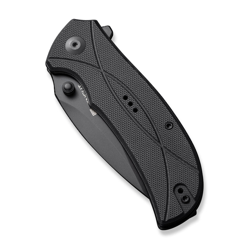 SENCUT Hyrax Flipper & Thumb Stud Knife Black G10 Handle (3.3" Black 9Cr18MoV Blade) S23097 - 1