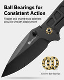 SENCUT Hyrax Flipper & Thumb Stud Knife Black G10 Handle (3.3" Black 9Cr18MoV Blade) S23097 - 1 - SENCUT