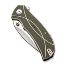 SENCUT Hyrax Flipper & Thumb Stud Knife Green / Ivory G10 Handle (3.3" Satin Finished 9Cr18MoV Blade) S23097 - 2