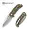 SENCUT Hyrax Flipper & Thumb Stud Knife Green / Ivory G10 Handle (3.3" Satin Finished 9Cr18MoV Blade) S23097 - 2