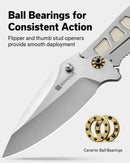 SENCUT Hyrax Flipper & Thumb Stud Knife Green / Ivory G10 Handle (3.3" Satin Finished 9Cr18MoV Blade) S23097 - 2 - SENCUT