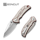 SENCUT Hyrax Flipper & Thumb Stud Knife Ivory / Red G10 Handle (3.3" Satin Finished 9Cr18MoV Blade) S23097 - 3