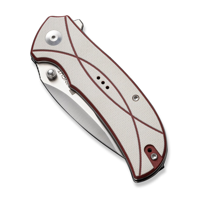 SENCUT Hyrax Flipper & Thumb Stud Knife Ivory / Red G10 Handle (3.3" Satin Finished 9Cr18MoV Blade) S23097 - 3