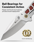 SENCUT Hyrax Flipper & Thumb Stud Knife Ivory / Red G10 Handle (3.3" Satin Finished 9Cr18MoV Blade) S23097 - 3 - SENCUT