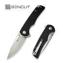 SENCUT Praktisk Thumb Stud & Flipper Knife Black Coarse G10 Handle (3.59" Satin Finished 9Cr18MoV Blade) S24019 - 1 - SENCUT