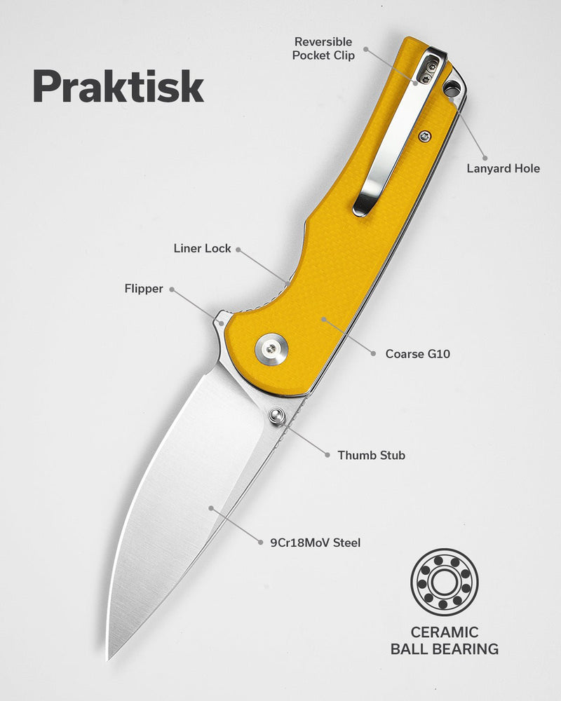 SENCUT Praktisk Thumb Stud & Flipper Knife G10 Handle (3.59" 9Cr18MoV Blade) S24019 - 2 - SENCUT