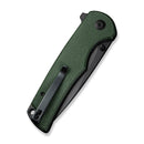 SENCUT Praktisk Thumb Stud & Flipper Knife Green Canvas Micarta Handle (3.59" Black 9Cr18MoV Blade) S24019 - 3 - SENCUT