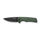 SENCUT Praktisk Thumb Stud & Flipper Knife Green Canvas Micarta Handle (3.59" Black 9Cr18MoV Blade) S24019 - 3 - SENCUT