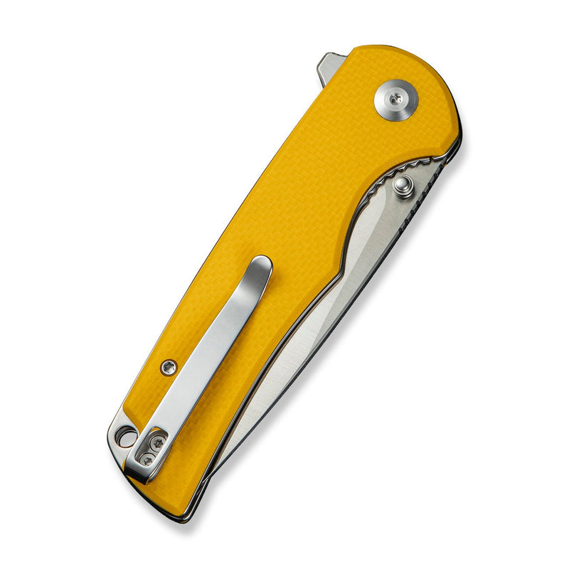 SENCUT Praktisk Thumb Stud & Flipper Knife Yellow Coarse G10 Handle (3.59" Satin Finished 9Cr18MoV Blade) S24019 - 2 - SENCUT