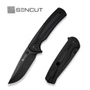 SENCUT Regnator Flipper & Thumb Stud Knife Black G10 Handle (3.48" Black 9Cr18MoV Blade) S24057 - 1 - SENCUT