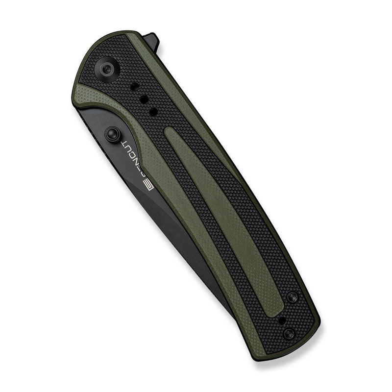 SENCUT Regnator Flipper & Thumb Stud Knife Green / Black G10 Handle (3.48" Black 9Cr18MoV Blade) S24057 - 2 - SENCUT