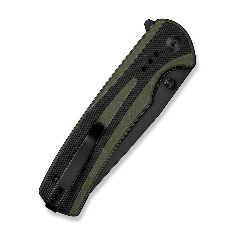 SENCUT Regnator Flipper & Thumb Stud Knife Green / Black G10 Handle (3.48" Black 9Cr18MoV Blade) S24057 - 2 - SENCUT