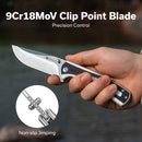 SENCUT Regnator Flipper & Thumb Stud Knife White / Black G10 Handle (3.48" Satin Finished 9Cr18MoV Blade) S24057 - 3 - SENCUT