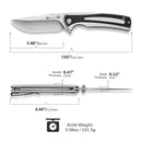 SENCUT Regnator Flipper & Thumb Stud Knife White / Black G10 Handle (3.48" Satin Finished 9Cr18MoV Blade) S24057 - 3 - SENCUT