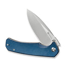 SENCUT Skarnax Flipper & Thumb Stud Knife Blue Canvas Micarta Handle (3.79" Satin Finished 9Cr18MoV Blade) S24025 - 3 - SENCUT