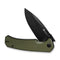 SENCUT Skarnax Flipper & Thumb Stud Knife OD Green G10 Handle (3.79" Black 9Cr18MoV Blade) S24025 - 2 - SENCUT