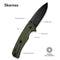 SENCUT Skarnax Flipper & Thumb Stud Knife OD Green G10 Handle (3.79" Black 9Cr18MoV Blade) S24025 - 2 - SENCUT