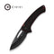 SENCUT Squiggy Flipper & Thumb Hole & Button Lock Knife Black / Burgundy G10 Handle (3.89" Black 9Cr18MoV Blade) S24082A Sample3 - SENCUT