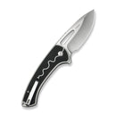 SENCUT Squiggy Flipper & Thumb Hole & Button Lock Knife Black / White G10 Handle (3.89" Satin Finished 9Cr18MoV Blade) S24082A Sample1 - SENCUT