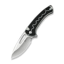 SENCUT Squiggy Flipper & Thumb Hole & Button Lock Knife Black / White G10 Handle (3.89" Satin Finished 9Cr18MoV Blade) S24082A Sample1 - SENCUT