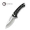 SENCUT Squiggy Flipper & Thumb Hole & Button Lock Knife Black / White G10 Handle (3.89" Satin Finished 9Cr18MoV Blade) S24082A Sample1 - SENCUT