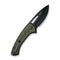 SENCUT Squiggy Flipper & Thumb Hole & Button Lock Knife OD Green / Black G10 Handle (3.89" Black 9Cr18MoV Blade) S24082A Sample2 - SENCUT