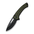 SENCUT Squiggy Flipper & Thumb Hole & Button Lock Knife OD Green / Black G10 Handle (3.89" Black 9Cr18MoV Blade) S24082A Sample2 - SENCUT