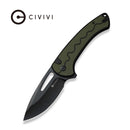 SENCUT Squiggy Flipper & Thumb Hole & Button Lock Knife OD Green / Black G10 Handle (3.89" Black 9Cr18MoV Blade) S24082A Sample2 - SENCUT