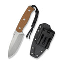 SENCUT Toxodon Fixed Blade Knife Brown G10 Handle (4.57" Stonewashed 9Cr18MoV Blade) S24036 - 3, With 1PC Black Lanyard, Black Kydex Sheath & T - Clip - SENCUT