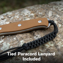 SENCUT Toxodon Fixed Blade Knife Brown G10 Handle (4.57" Stonewashed 9Cr18MoV Blade) S24036 - 3, With 1PC Black Lanyard, Black Kydex Sheath & T - Clip - SENCUT