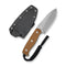 SENCUT Toxodon Fixed Blade Knife Brown G10 Handle (4.57" Stonewashed 9Cr18MoV Blade) S24036 - 3, With 1PC Black Lanyard, Black Kydex Sheath & T - Clip - SENCUT