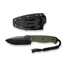 SENCUT Toxodon Fixed Blade Knife OD Green G10 Handle (4.57" Black 9Cr18MoV Blade) S24036 - 2, With 1PC Black Lanyard, Black Kydex Sheath & T - Clip - SENCUT