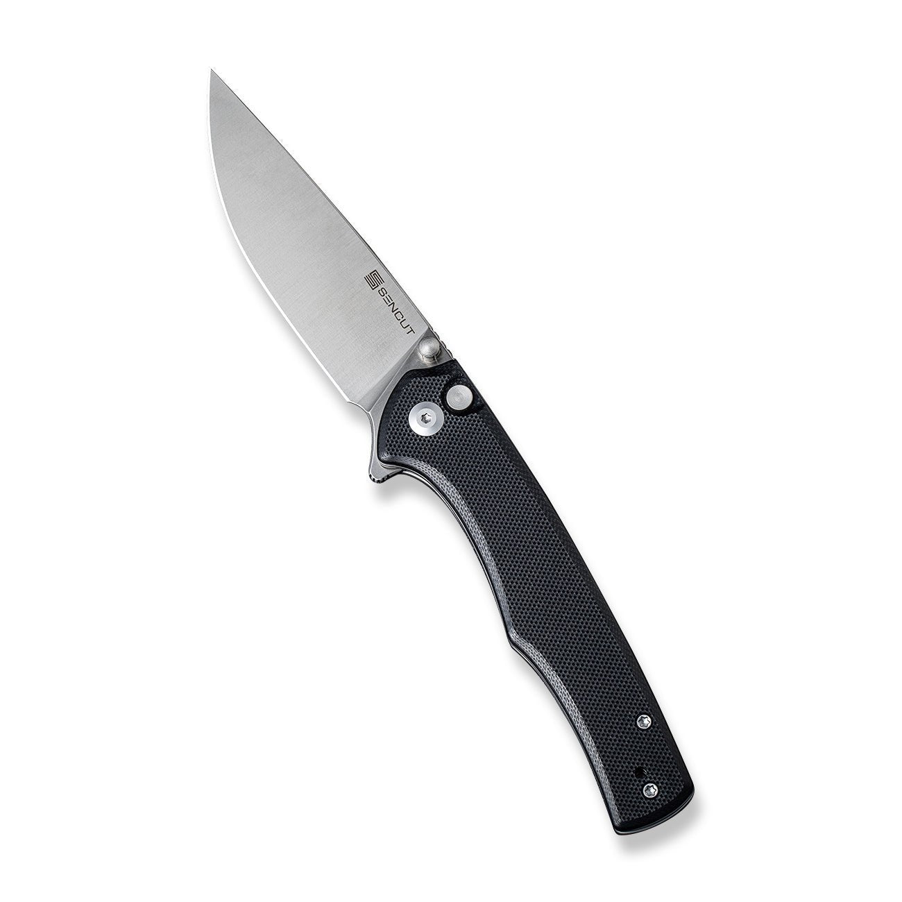 SENCUT Crowley Flipper & Button Lock & Thumb Stud Knife G10 Handle D2