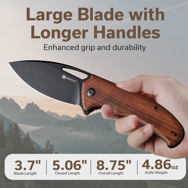 SENCUT Phantara Flipper & Thumb Hole Knife Wood Handle 9Cr18MoV Blade